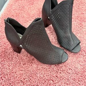 FIONI  Black Perforated Heeled Boots